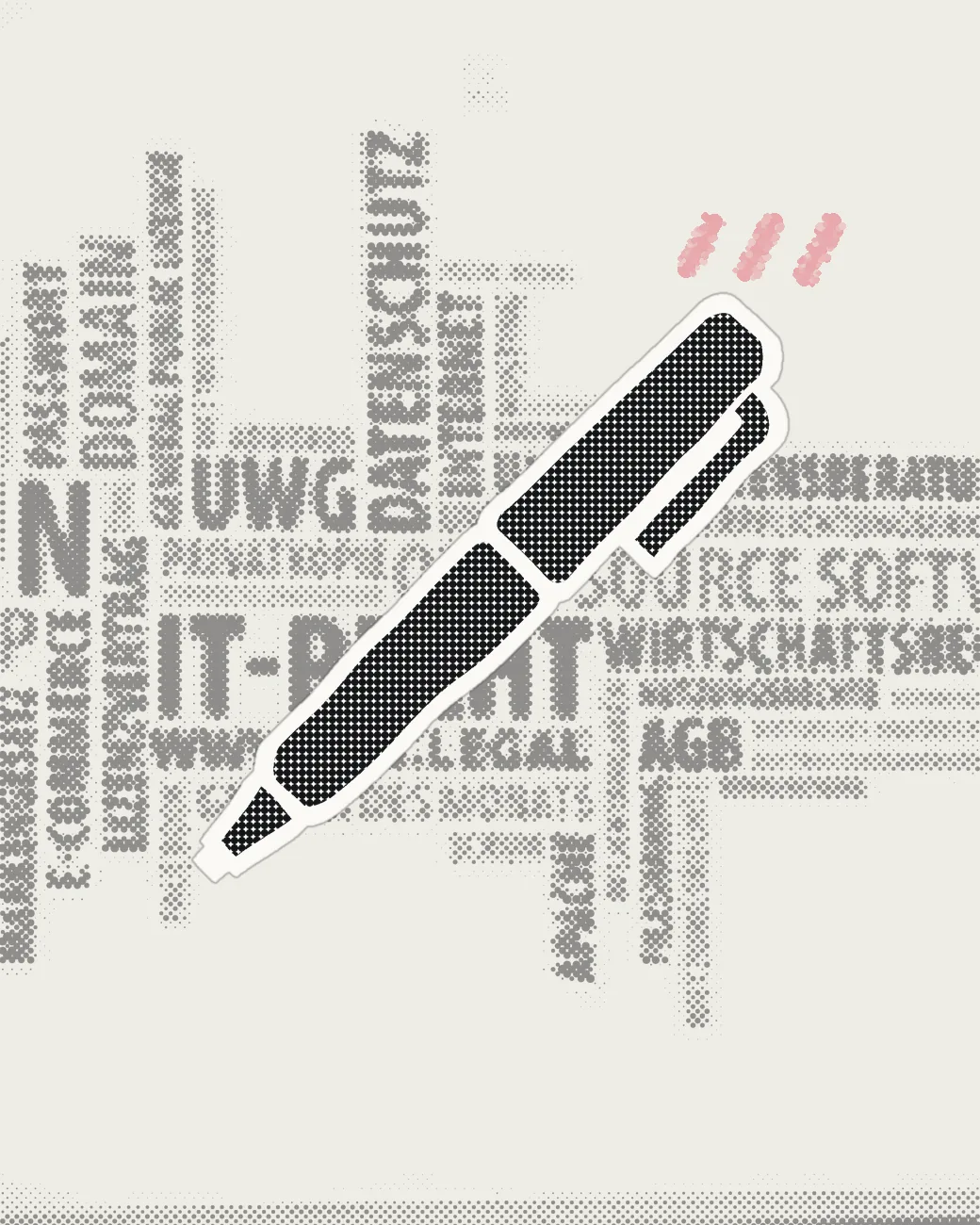 Illustration zum Urheber- & Medienrecht: Schreibfeder